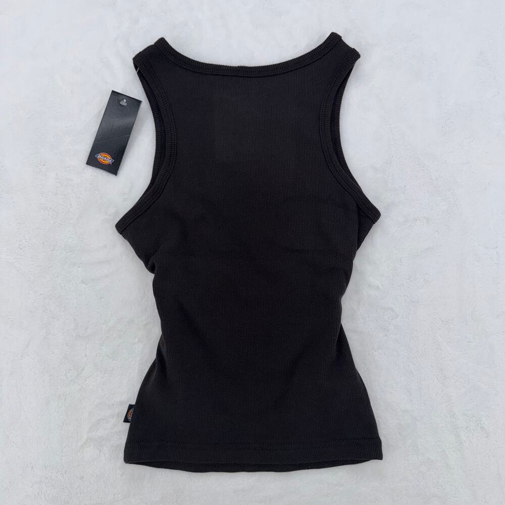 Dickies Black Rhinestone Logo Ribbed Tank Top - Picture 3 of 4